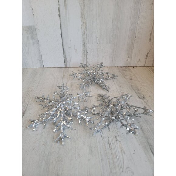 Large silver snowflake ornament Xmas set home decor - Picture 5 of 6